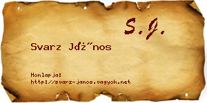 Svarz János névjegykártya